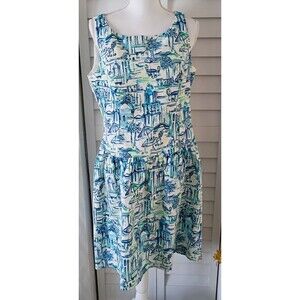 Nine West Parisian theme sleeveless shift dress fit & flare 12